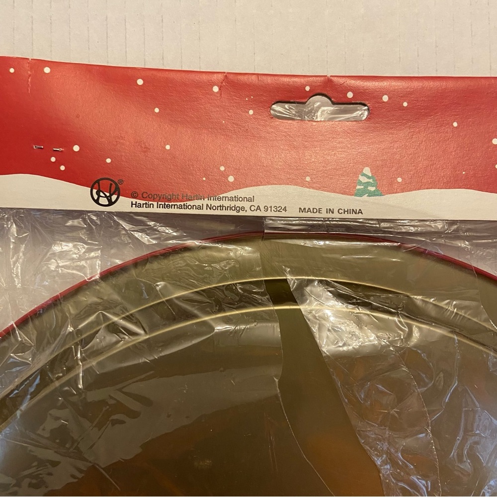 Vintage Hartin Holiday Christmas Bell & Harp Red 13” Round Serving Party Tray. - Picture 6 of 6